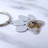 Custom Dog Paw Keychain Photo Engraved - Your Pet Picture Key Ring
