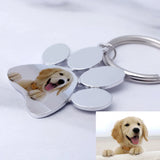 Custom Dog Paw Keychain Photo Engraved - Your Pet Picture Key Ring