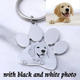 Custom Dog Paw Keychain Photo Engraved - Your Pet Picture Key Ring