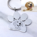 Custom Dog Paw Keychain Photo Engraved - Your Pet Picture Key Ring