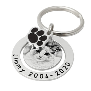 Personalized Dog/Cat Photo Keychain Engraved Keyring
