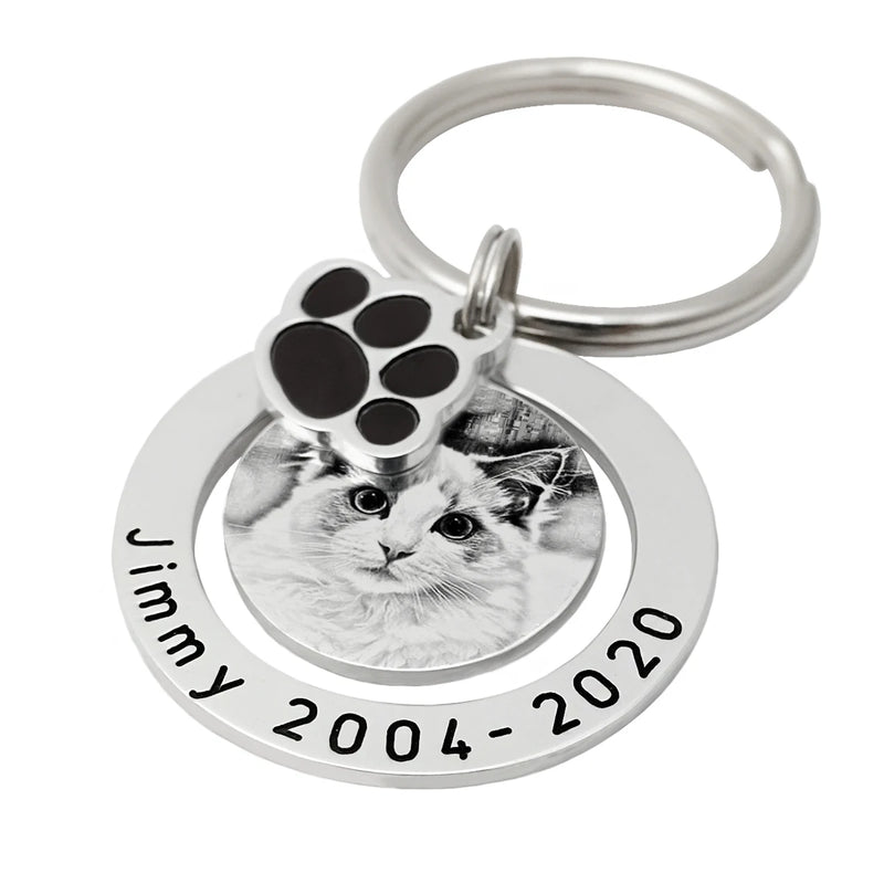 Personalized Dog/Cat Photo Keychain Engraved Keyring