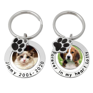 Personalized Dog/Cat Photo Keychain Engraved Keyring