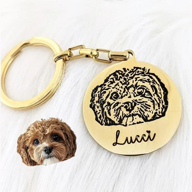 Dog Photo Keychain Personalized Custom Picture Keyring Pet Memorial Gift