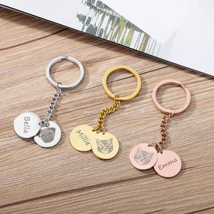 Personalized Dog Photo Name KeyChain Engraved Cat Picture Name Key Chains