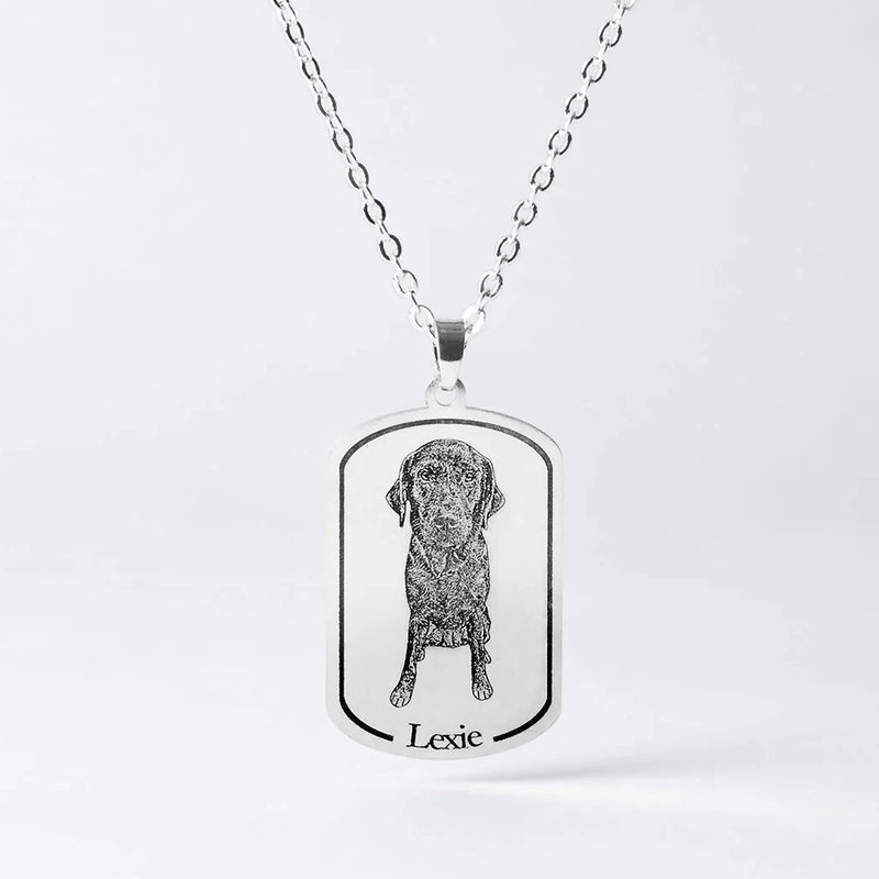 Personalized Dogtag Necklace Engraved Pets Photo Gift