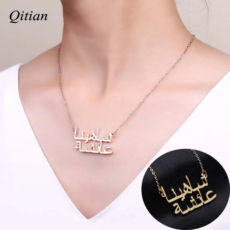 Custom Arabic Name Necklace Stainless Steel Charm Chain Nameplate Jewelry
