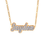 Personalized Double Bling Name Necklace Stainless Steel Chain Nameplate Jewelry