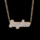 Personalized Double Bling Name Necklace Stainless Steel Chain Nameplate Jewelry
