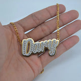 Personalized Double Bling Name Necklace Stainless Steel Chain Nameplate Jewelry