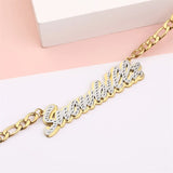 Personalized Double Bling Name Necklace Women Men Jewelry
