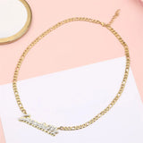 Personalized Double Bling Name Necklace Women Men Jewelry