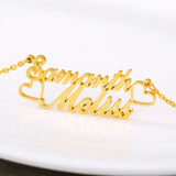 Personalized Double Heart Name Necklace Stainless Steel
