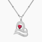 Personalized Double Heart Necklace with Cubic Zirconia Crystals