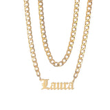 Personalized Double Layer 6mm NK Chain Necklace Stainless Steel Nameplate
