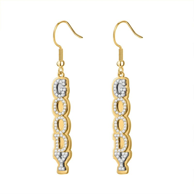Personalized Name Earrings Diamond Letter Stainless Steel Personality Earring