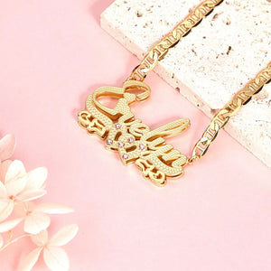 Personalized 18K Plated Double Name Pendant Necklace