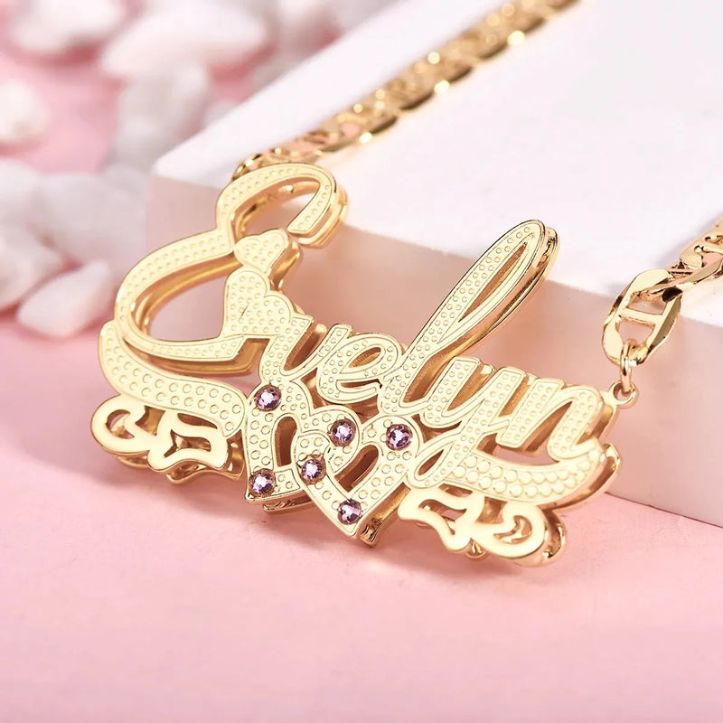 Personalized 18K Plated Double Name Pendant Necklace