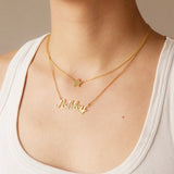 Personalized Double Layered Name Necklace Women Jewelry Stainless Steel