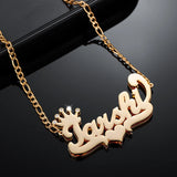 Personalized Double Name Nameplate Necklace With Crown Plated Name Necklace