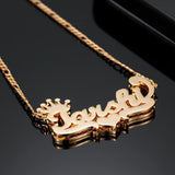 Personalized Double Name Nameplate Necklace With Crown Plated Name Necklace