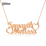 Custom Double Name Necklace 18K Plated Stainless Steel Wedding Gift