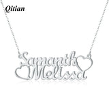 Custom Double Name Necklace 18K Plated Stainless Steel Wedding Gift
