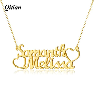 Custom Double Name Necklace 18K Plated Stainless Steel Wedding Gift