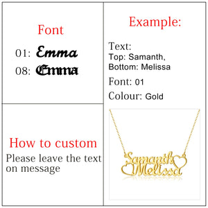 Custom Double Name Necklace 18K Plated Stainless Steel Wedding Gift