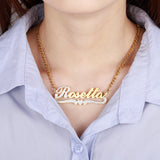 Personalized Double Plate 3D Name Necklace with Heart Two Tone Plated Stainless