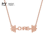 Personalized Dumbbell Name 925 Sterling Silver Charm Pendant