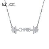 Personalized Dumbbell Name 925 Sterling Silver Charm Pendant