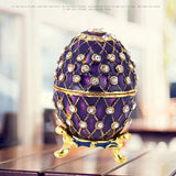 Easter Egg Jewelry Box Enamel Trinket Holder Rhinestone Desktop Ornament