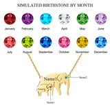 Personalized Elephant Pendant Necklace with Birthstone Name for Mother