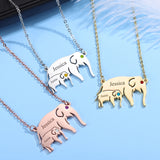 Personalized Elephant Pendant Necklace with Birthstone Name for Mother