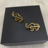 Personalized Elephant Stud Earrings Name Earrings For Women
