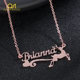 Custom Elk Name Necklace Antler Necklace Christmas Jewelry