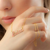 Custom Enamel Name Necklace Colorful Pendant Gift For Her