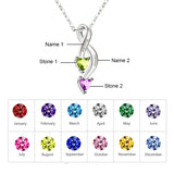 Personalized Engravable Name Necklaces with 2 Heart Birthstone Pendants
