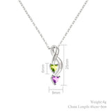 Personalized Engravable Name Necklaces with 2 Heart Birthstone Pendants