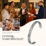 Personalized Engrave 9 Names Stainless Steel Cuff Bangles for Men