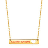 Personalized Engrave Bar Hollow Heart Necklace for Women