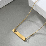 Personalized Engrave Bar Hollow Heart Necklace for Women