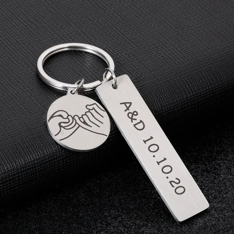 Custom Engraved Bar Pendant Keychain for Men Women