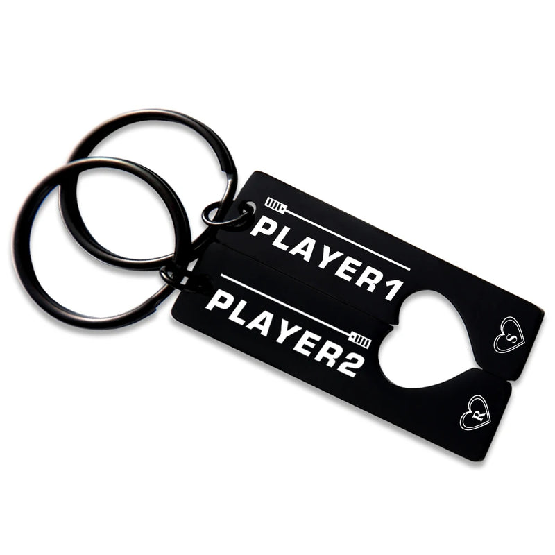 Personalized Initials Couples Keychain Set - Anniversary Gift
