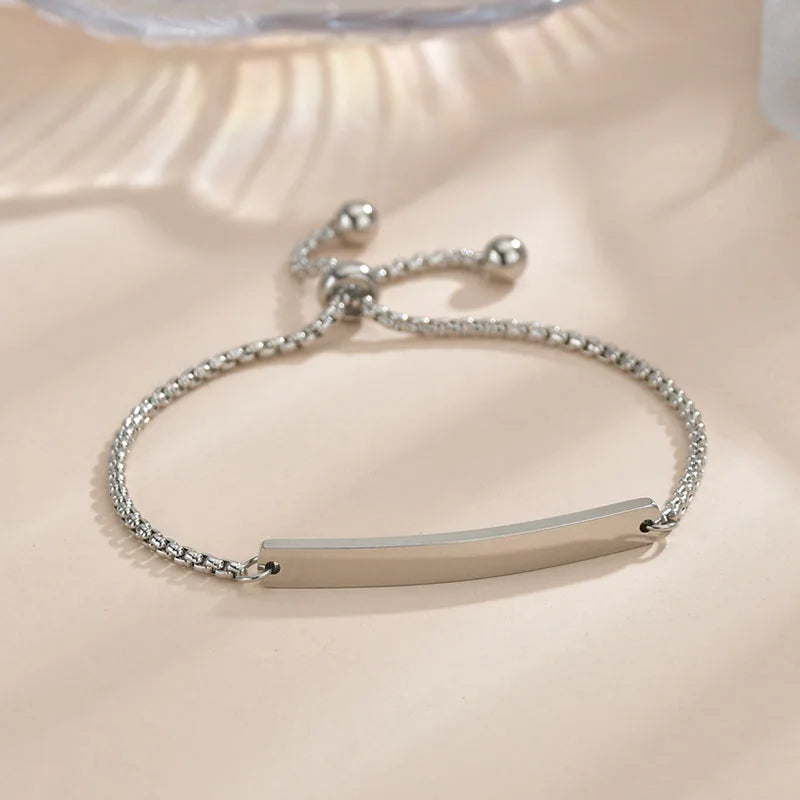 Personalized Engrave Name Adjustable Bracelet Stainless Steel