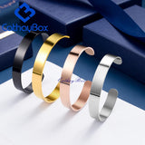 Personalized Engrave Name Bangle Bracelet Men Rose 316L Stainless Steel Jewelry