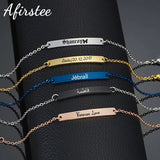 Personalized Engrave Name Bracelet Stainless Steel Letter Nameplate Date Bracele
