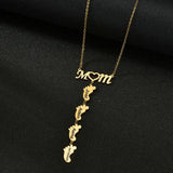 Personalized Mom Heart Necklace Stainless Steel Family Choker