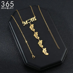 Personalized Mom Heart Necklace Stainless Steel Family Choker